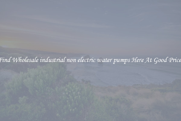 Find Wholesale industrial non electric water pumps Here At Good Prices