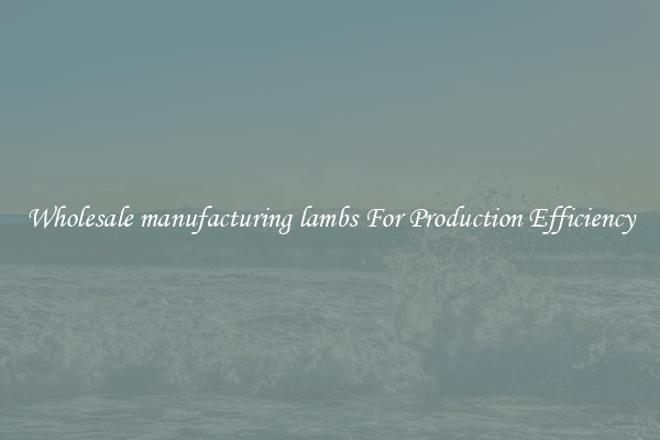Wholesale manufacturing lambs For Production Efficiency