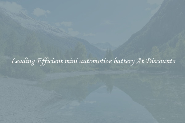 Leading Efficient mini automotive battery At Discounts