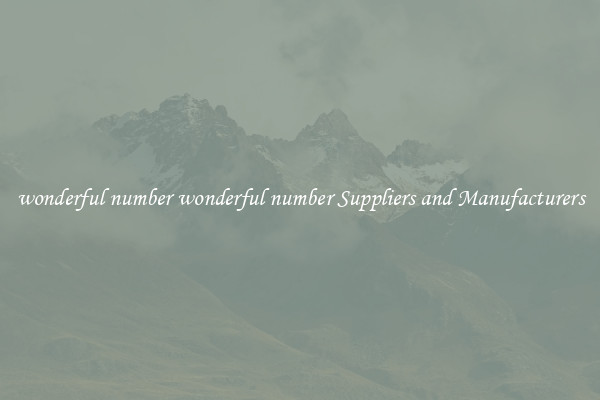 wonderful number wonderful number Suppliers and Manufacturers